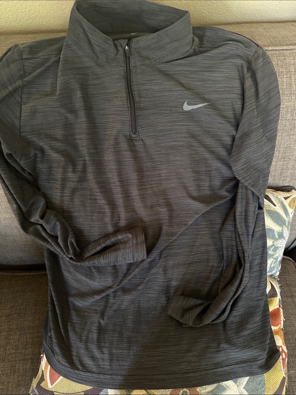 Women’s Dri-Fit Nike Dark Heather Gray Quarter-Zip Performance shirt